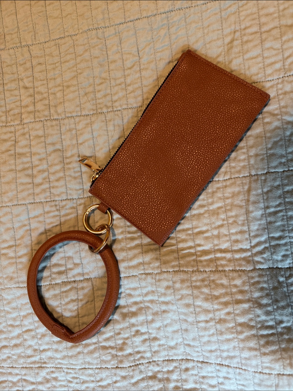 Brown Wristlet Keychain Pouch
